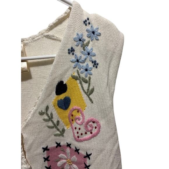 Vintage Bobbie Brooks Embroidered "Teacher" Vest Floral /Heart Design Womens XL - Picture 2 of 7